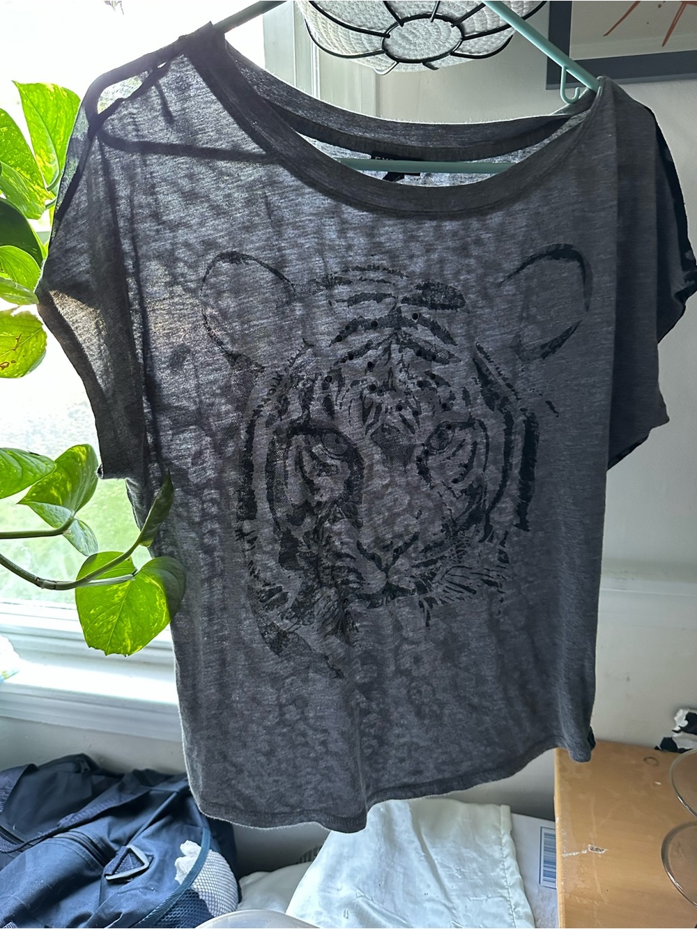 Express Gray Crew Neck Tee